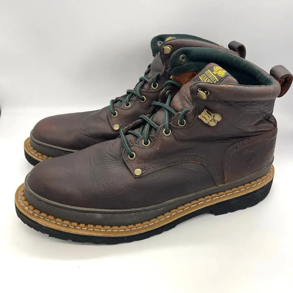 Georgia Giant Men”s 6” Steel Toe Brown Leather Work Boots G6374 Size 14